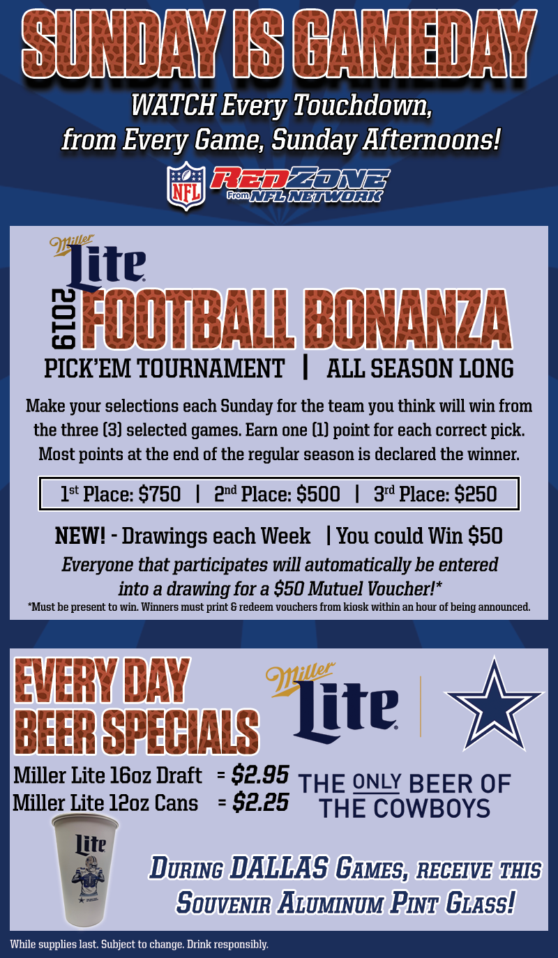 Football Season at Bar Book Lone Star Park at Grand Prairie