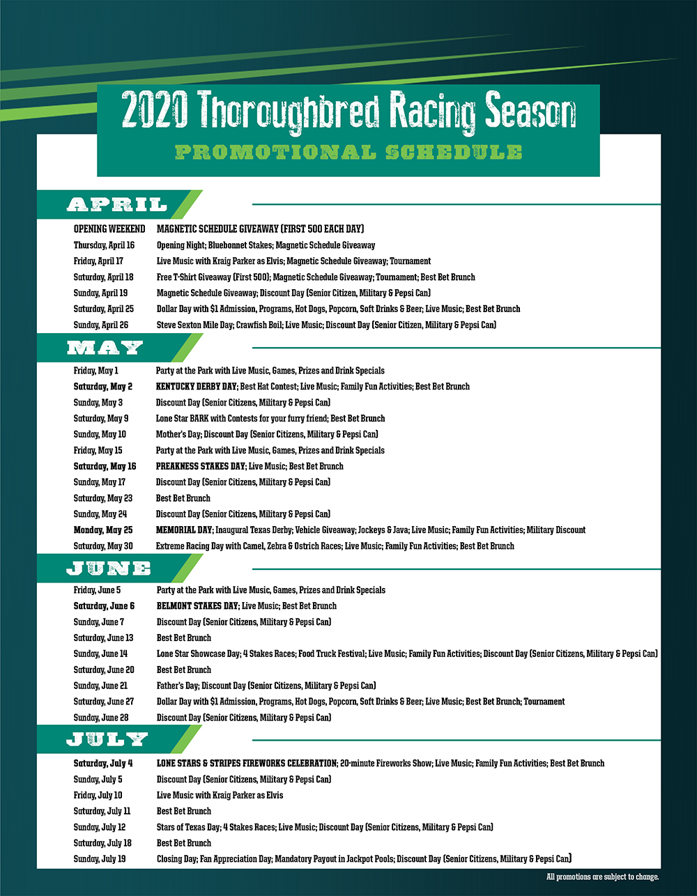 Lone Star Park Concert Schedule